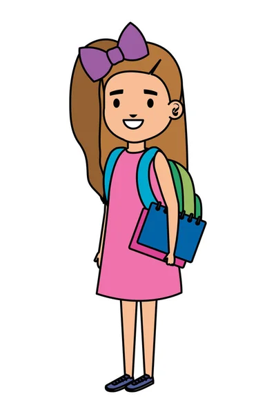 Gelukkig student meisje met schooltas en boeken — Stockvector