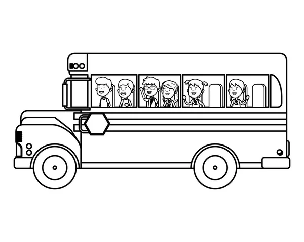 School bus transport with group of kids — Stock Vector