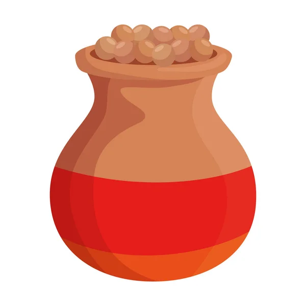 Indian ceramic jar with food — Stock Vector