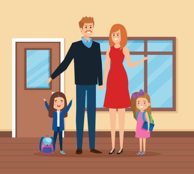 okul sahnesinde öğrenci kız ile öğretmen çift