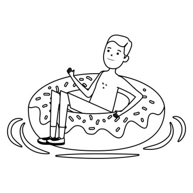 young man with donut float character