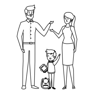 Çift öğretmenler ile mutlu öğrenci çocuk