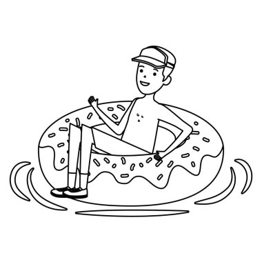 young man with donut float character