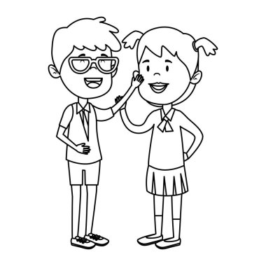 mutlu küçük öğrenciler çift karakterler