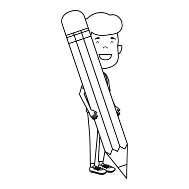 mutlu öğrenci çocuk kalemle yazma