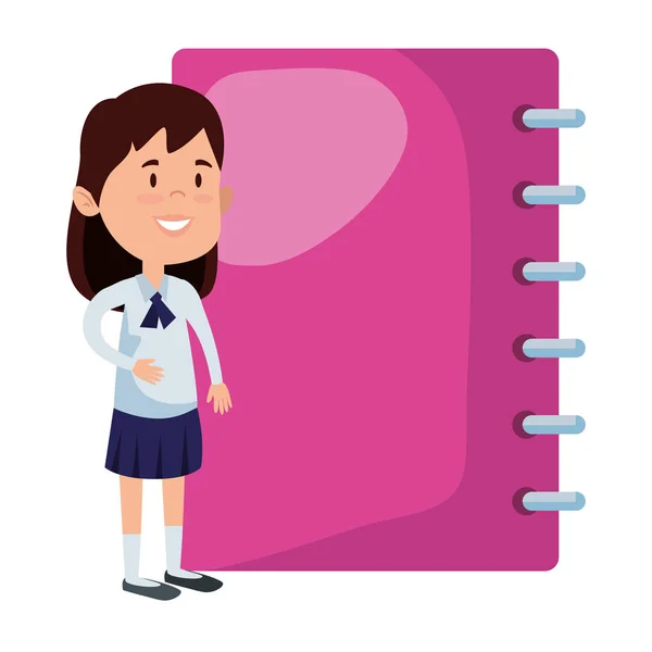 Menina estudante feliz com notebook —  Vetores de Stock