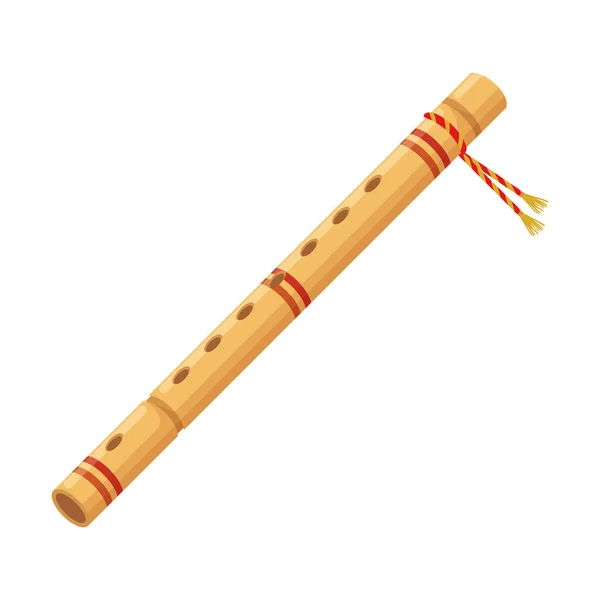 Instrumento musical indiano de flauta de bambu —  Vetores de Stock