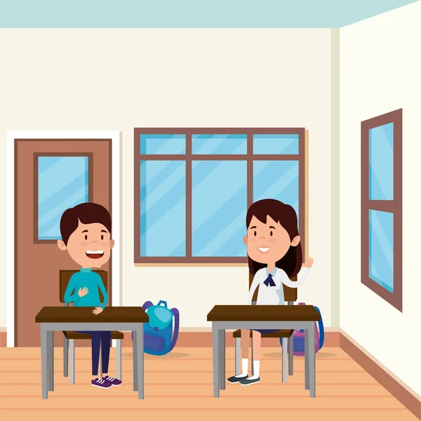 Kleine Studenten in der Schulszene — Stockvektor