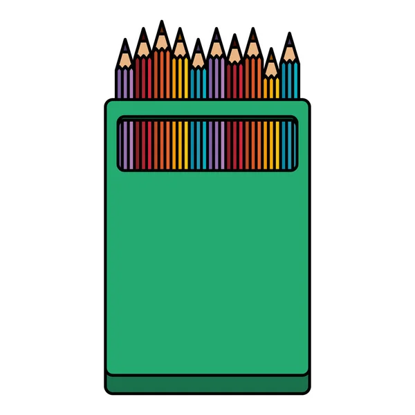 Colors pencils box education icon — Stock Vector