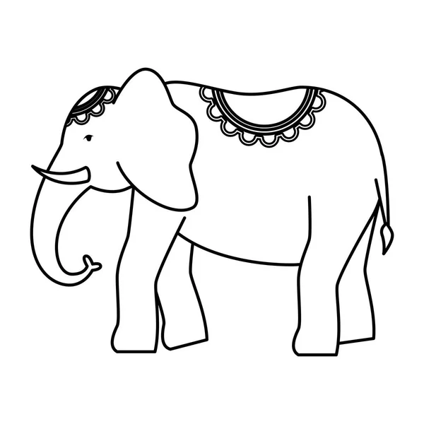 Indian elephant traditional isolated icon — Stock Vector