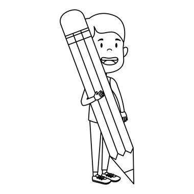 mutlu öğrenci çocuk kalemle yazma