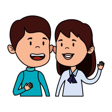 mutlu küçük öğrenciler çift karakterler