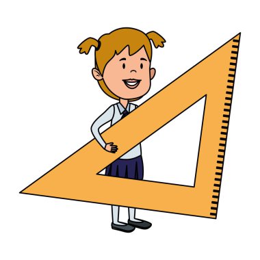 kural üçgeni ile mutlu öğrenci kız