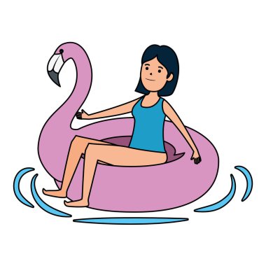 flaman float karakteri ile mutlu genç kız
