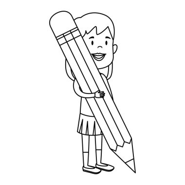 mutlu öğrenci kız kalemle yazma