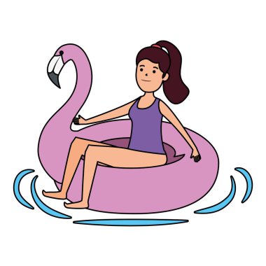 flaman float karakteri ile mutlu genç kız