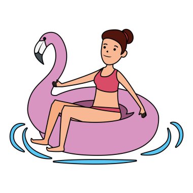 flaman float karakteri ile mutlu genç kız