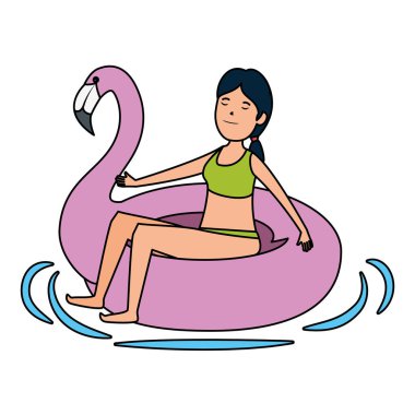 flaman float karakteri ile mutlu genç kız