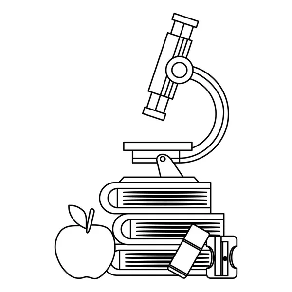 현미경 및 소모품과 더미 교과서 — 스톡 벡터