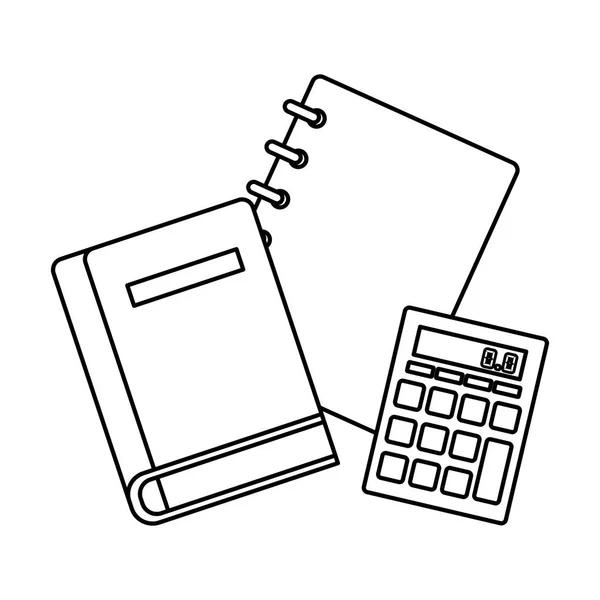 Cuadernos escuela y calculadora matemáticas — Vector de stock