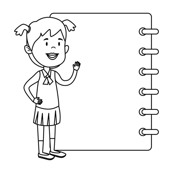 Ευτυχής φοιτητής κορίτσι με το σημειωματάριο — Διανυσματικό Αρχείο