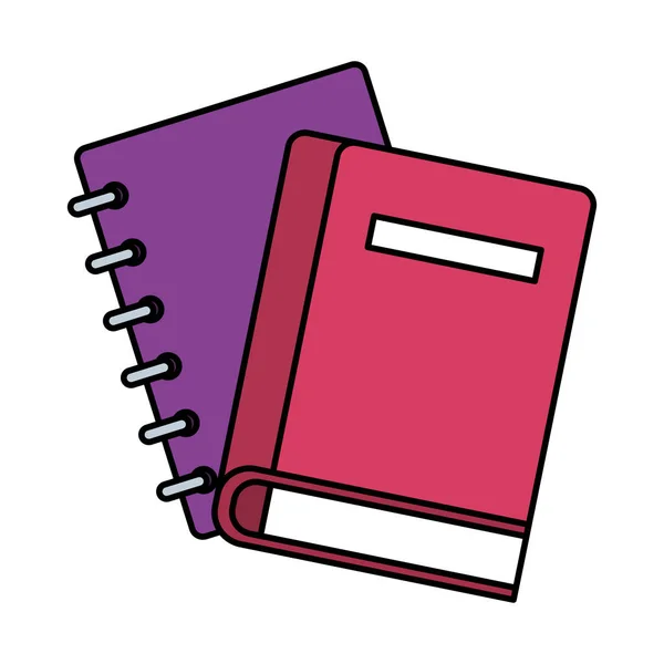 Notebook e material escolar livro — Vetor de Stock
