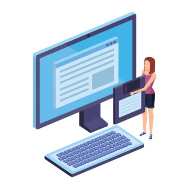 masaüstü ile disket kaldırma genç kadın