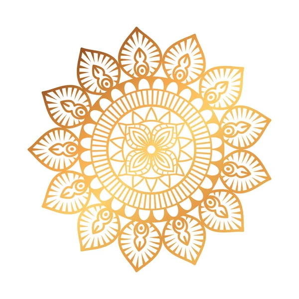 Złote i okrągłe Mandala — Wektor stockowy