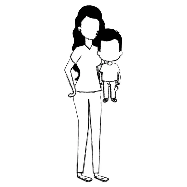 Mother lifting son characters — Stock Vector