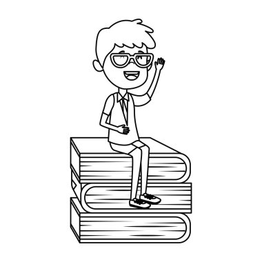 mutlu öğrenci çocuk kazık kitaplarda oturan