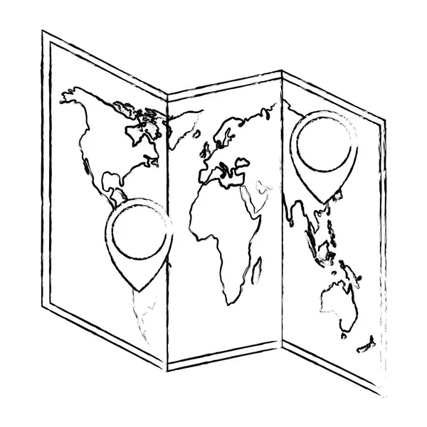 Papel de mapa con ubicación pin — Vector de stock