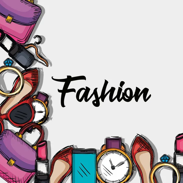 Accesorios de moda femenina iconos — Archivo Imágenes Vectoriales