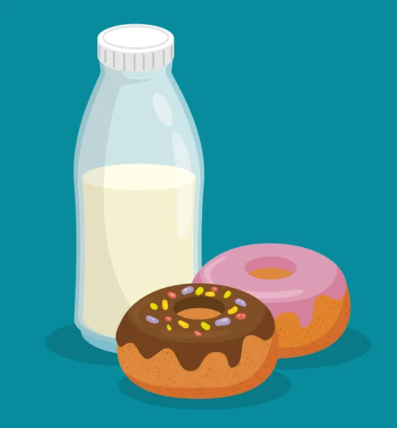 Yummy donuts with beverage vector illustrator — Stock Vector