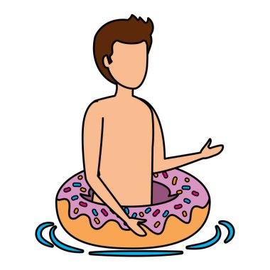 Mayolu ve yüzer vaziyette genç bir adam.