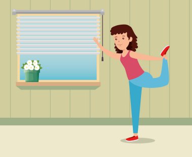 evde kız uygulama yoga sağlıklı egzersiz