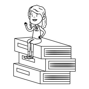 mutlu öğrenci kız kazık ders kitapları oturmuş