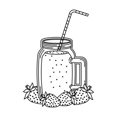 saman ile meyve suyu çilek içecek kavanozu