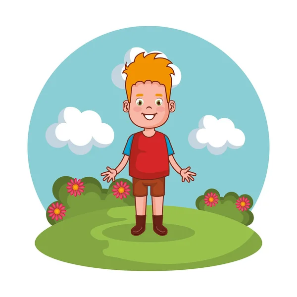 stock vector cute little boy playing on the park