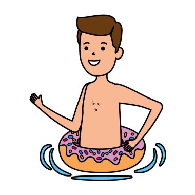 young man with donut float character