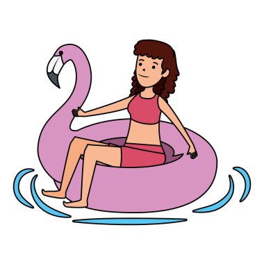 flaman float karakteri ile mutlu genç kız