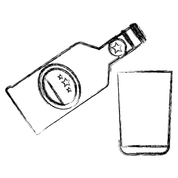 Botella de whisky con vidrio — Archivo Imágenes Vectoriales
