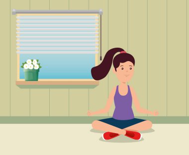 evde kız uygulama yoga egzersiz etkinliği