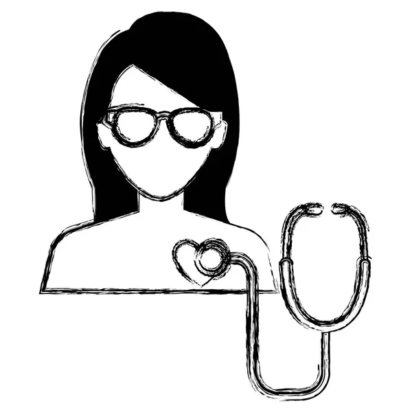 ผู้ป่วยทางการแพทย์ไร้เสื้อด้วยหัวใจและสเตโตสโกป — ภาพเวกเตอร์สต็อก