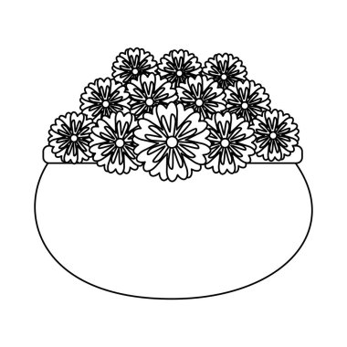 seramik pot vektör illüstrasyon çiçek dekorasyon