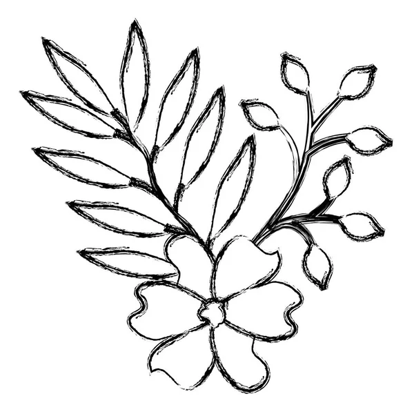 Blume und Blätter dekoratives Symbol — Stockvektor