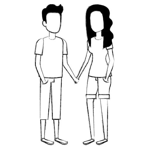 Jeune couple avatars personnages — Image vectorielle