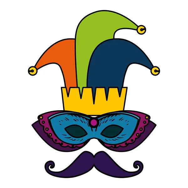 Máscara de carnaval con sombrero bromista y bigote — Archivo Imágenes Vectoriales