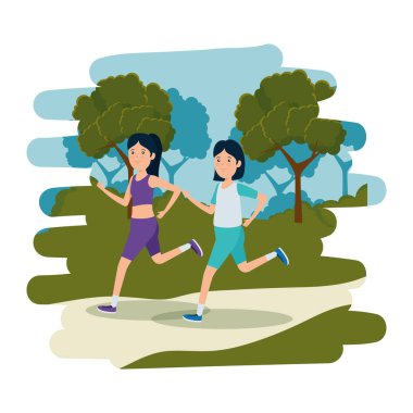 kampta çalışan mutlu atletik kızlar