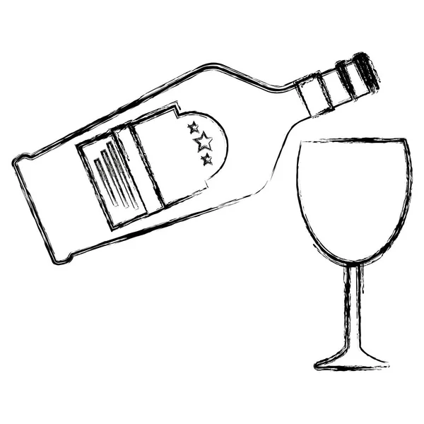 Bottiglia di whisky con tazza — Vettoriale Stock