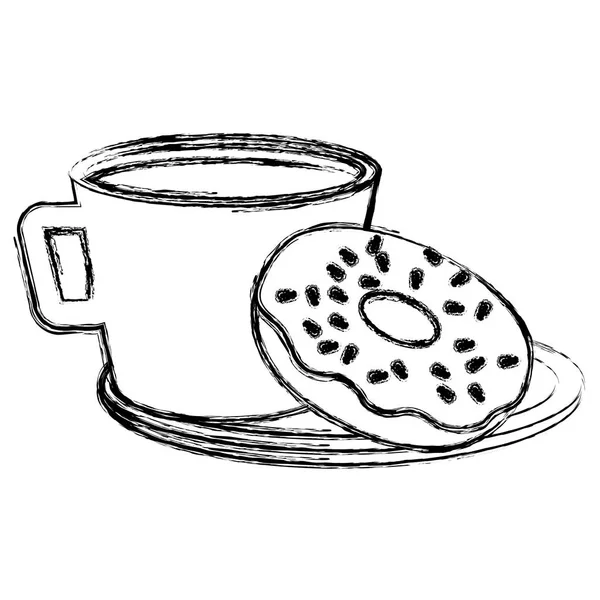 Taza de café con rosquillas dulces — Vector de stock